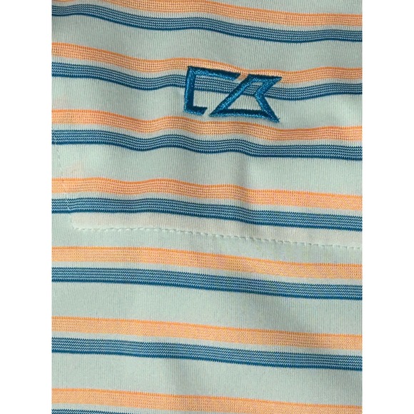 Cutter & Buck Mens Polo Shirt Sz XL Blue Striped Golf Stretch Performance Active - Picture 9 of 12